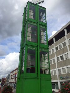 Stacked telephones